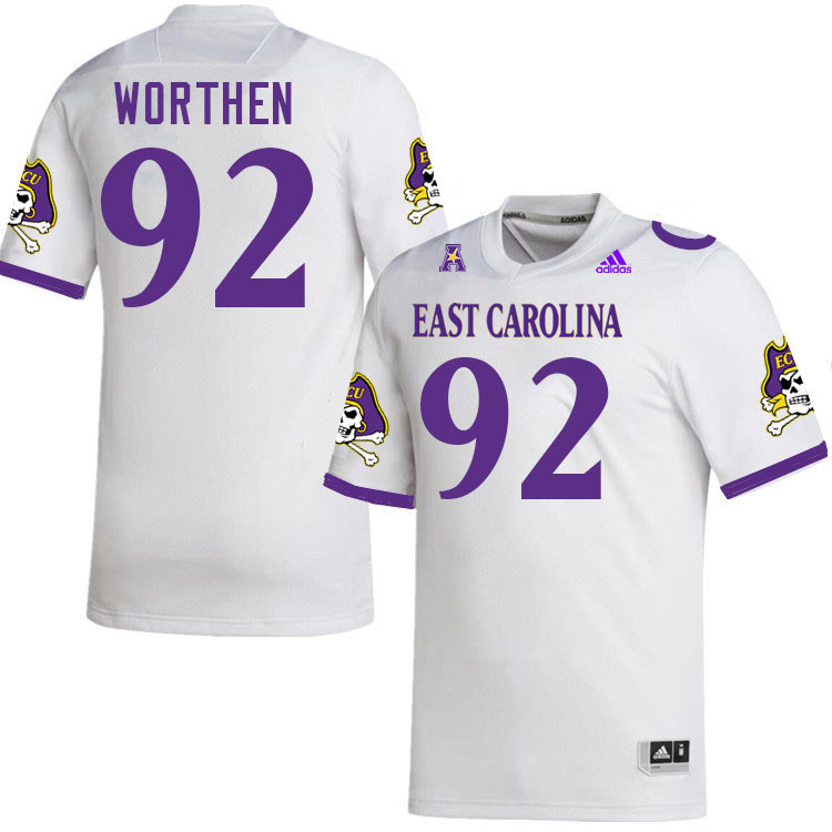 #92 Dylon Worthen East Carolina Pirates College Football Jersey Stitched-White